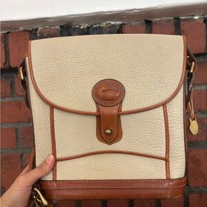 SOLD Dooney & Bourke Tan and Cream Leather Satchel